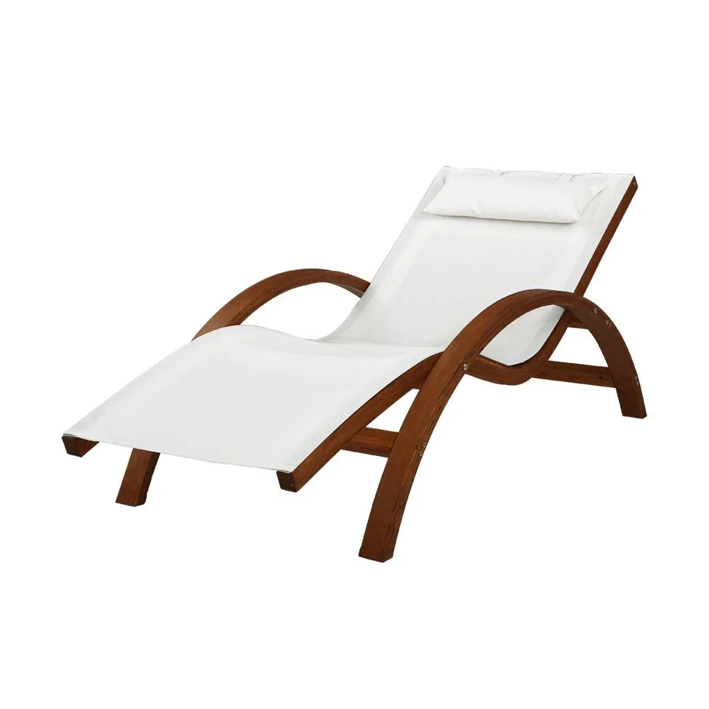 Gardeon Sun Lounge Outdoor Furniture Timber Armchair Wooden Stand - Flea Market