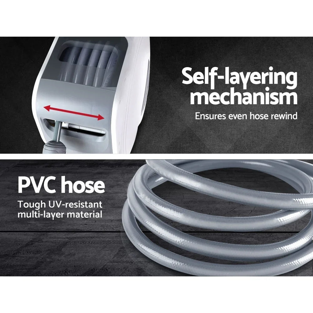 Giantz 20m Retractable Air Hose Reel Wall Mount Swivel Compressor