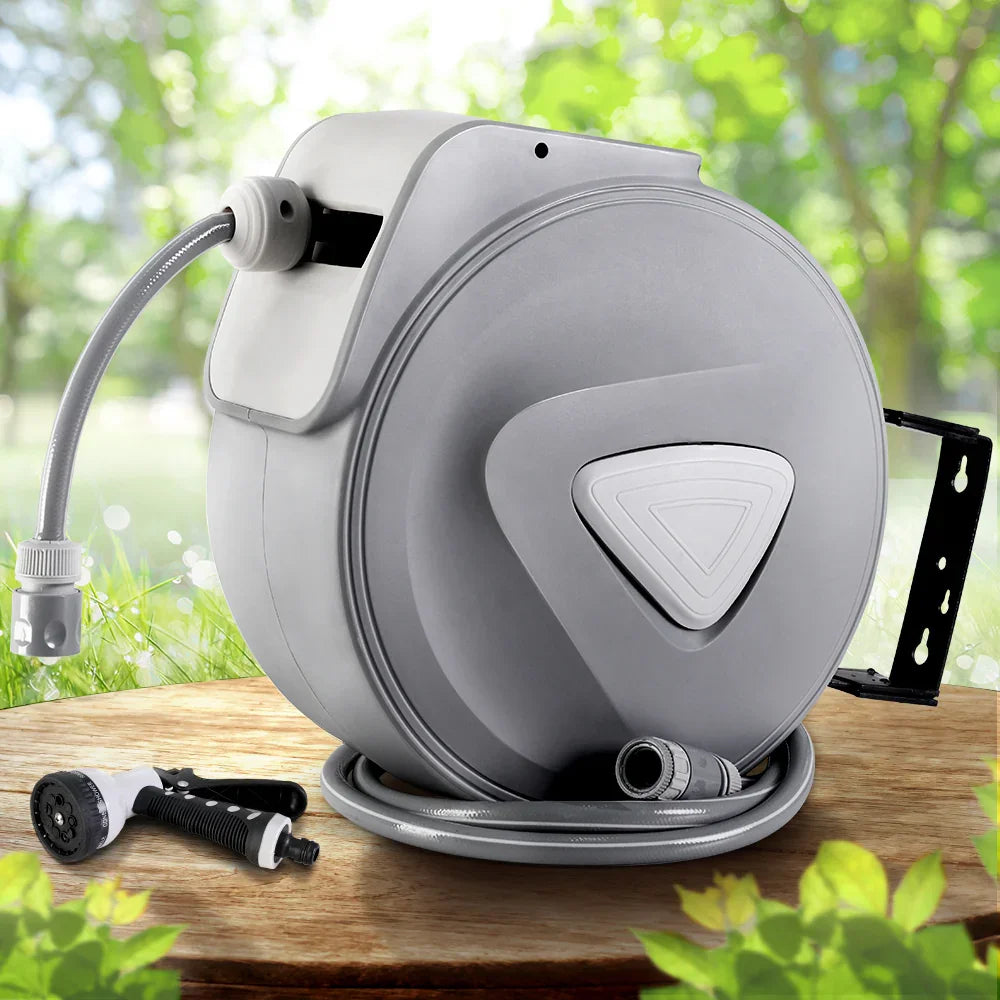 Water Hose Reel 30M Retractable Garden Auto Rewind Spray Gun - Flea Market