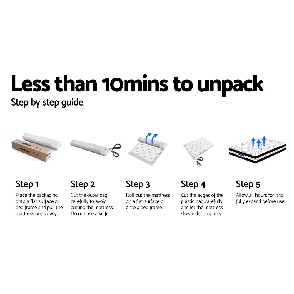 Giselle Bedding 34cm Mattress Euro Top Pocket Spring Single - Flea Market