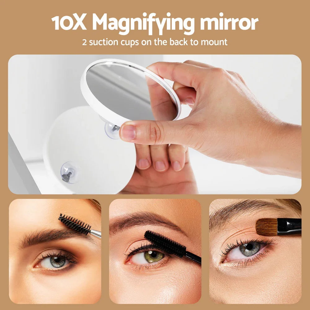 Makeup Mirror 80x60cm Hollywood LED Light Tabletop White - Embellir Vanity