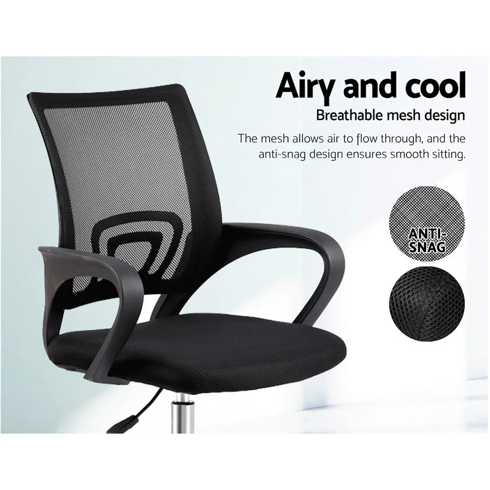Artiss Mesh Office Chair Mid Back - Black