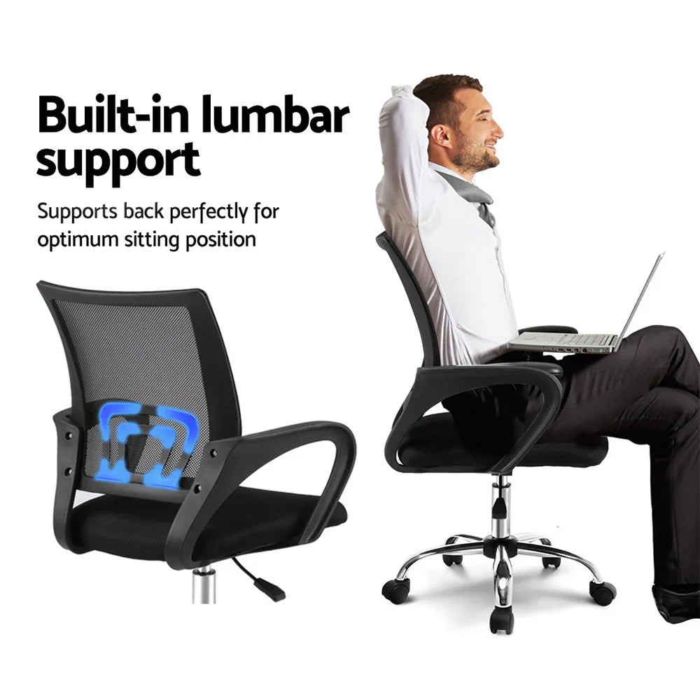 Artiss Mesh Office Chair Mid Back - Black