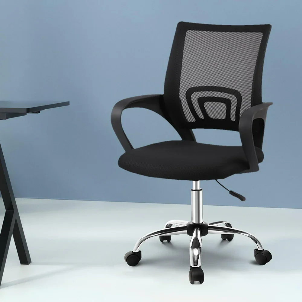 Artiss Mesh Office Chair Mid Back - Black