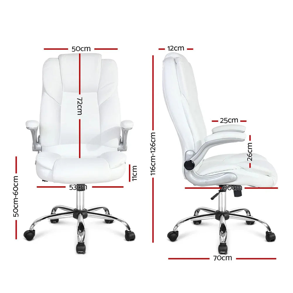 Artiss Executive Office Chair Leather Tilt White - Flea Market