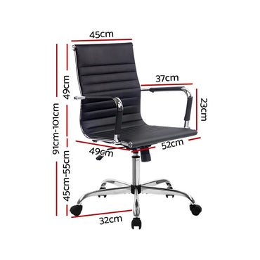 Artiss Office Chair Conference Chairs PU Leather Mid Back Black - Flea Market