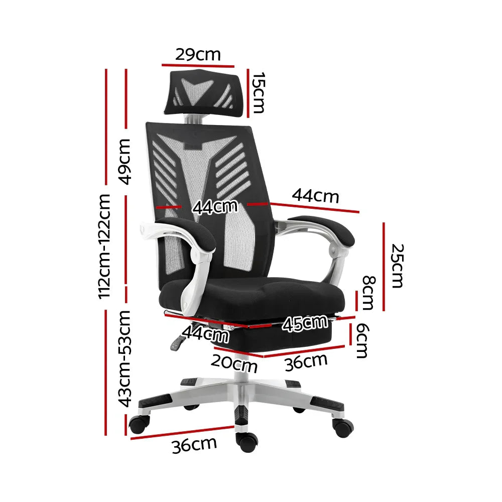 Artiss Mesh Office Chair Recliner Black White - Flea Market