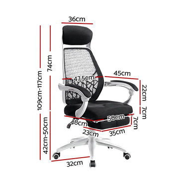 Artiss Mesh Office Chair Recliner Black White - Flea Market
