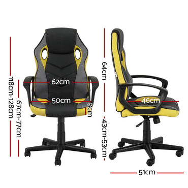 Artiss Gaming Office Chair Computer Executive Racing Chairs High Back Yellow - Flea Market