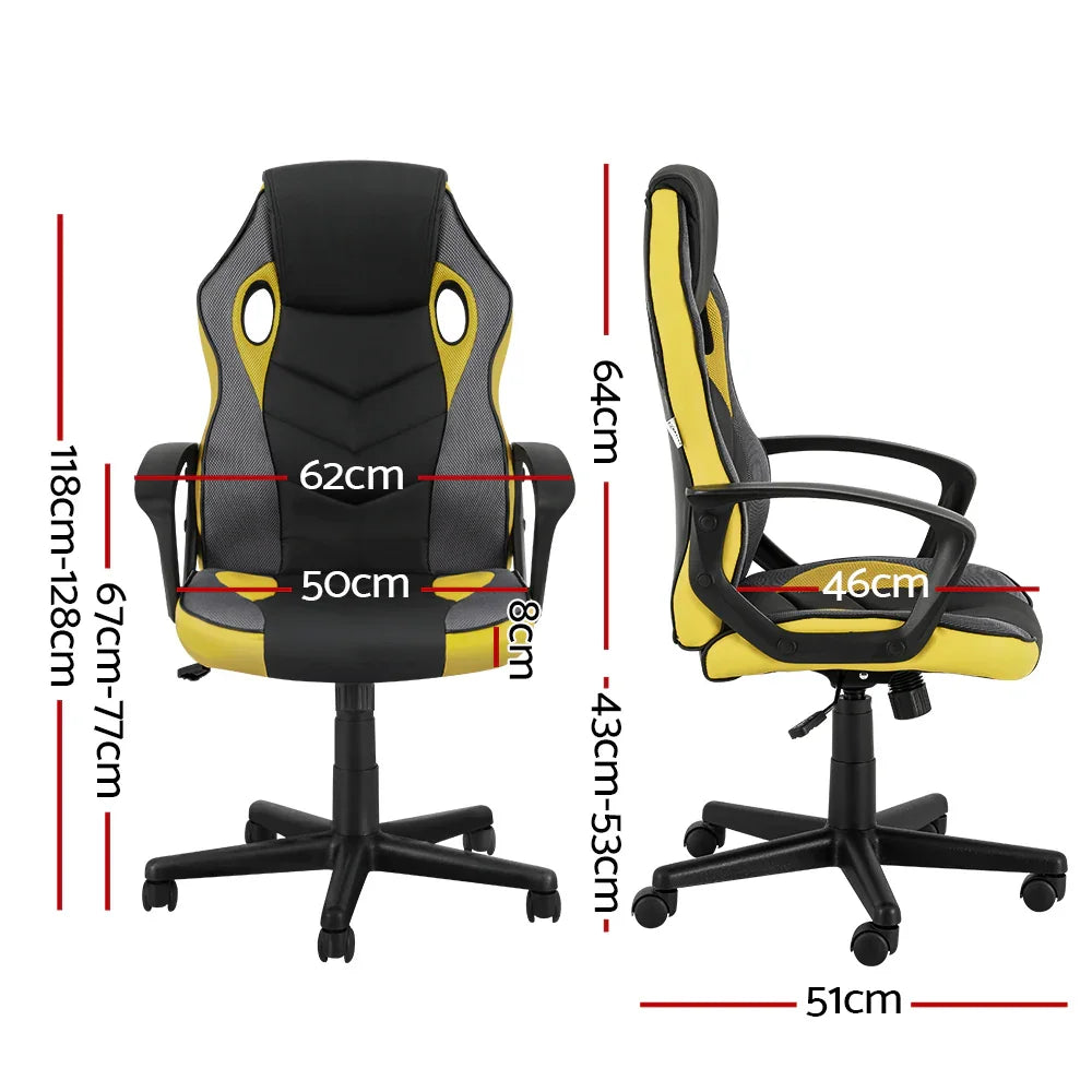 Artiss Gaming Office Chair Computer Executive Racing Chairs High Back Yellow - Flea Market