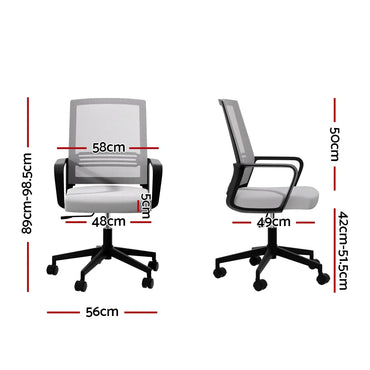 Artiss Mesh Office Chair Computer Gaming Desk Chairs Work Study Mid Back Grey - Flea Market