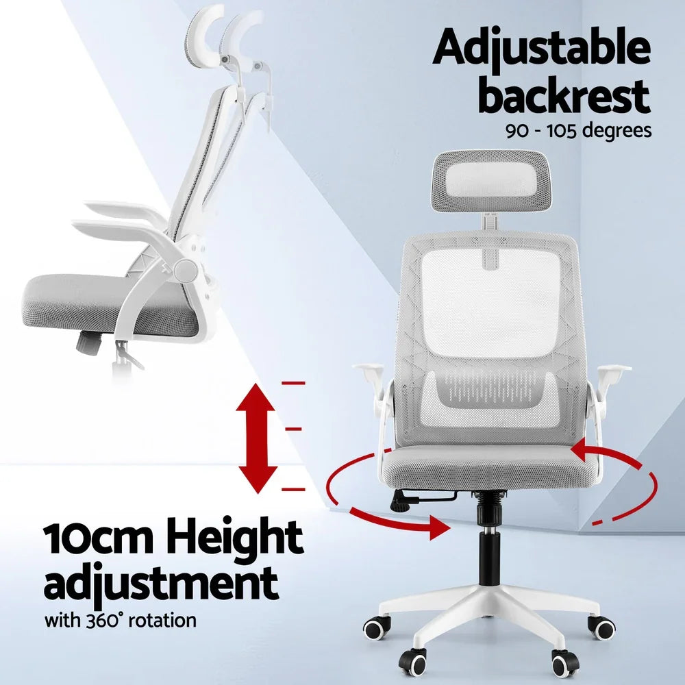 Artiss Ergonomic Office Chair Computer Desk Chairs Headrest Adjustable Grey - Flea Market
