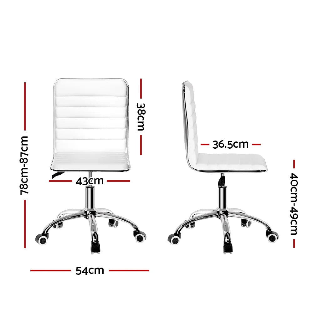 Artiss Office Chair Conference Chairs PU Leather Low Back White - Flea Market