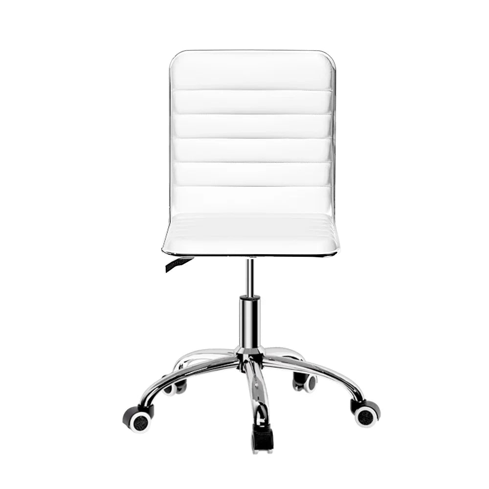 Artiss Office Chair Conference Chairs PU Leather Low Back White - Flea Market