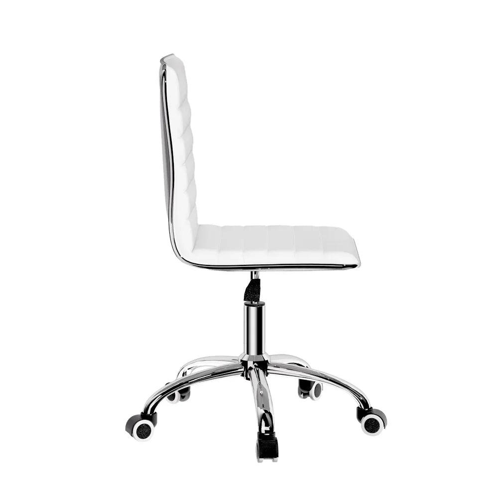 Artiss Office Chair Conference Chairs PU Leather Low Back White - Flea Market