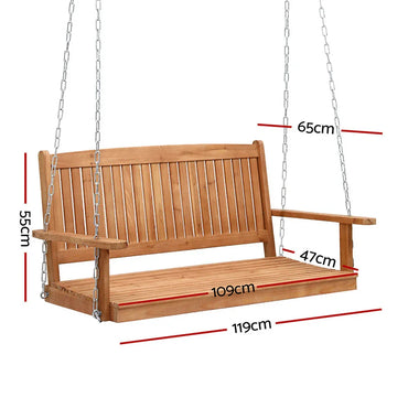 Gardeon Porch Swing Chair With Chain Outdoor Furniture Wooden Bench 2 Seater - Flea Market