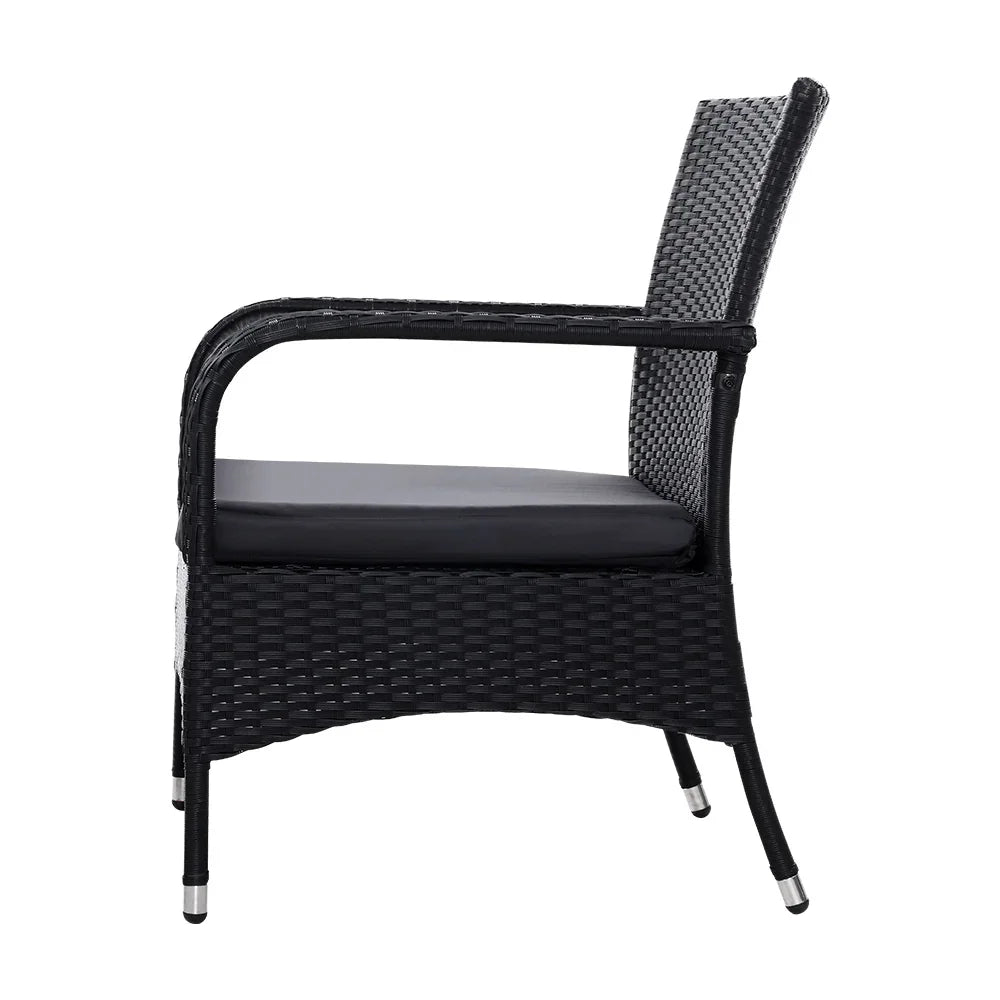 3PC Outdoor Bistro Set Patio Furniture Wicker Setting Chairs Table Luca - Flea Market
