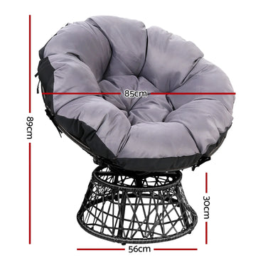Gardeon Outdoor Chairs Outdoor Furniture Papasan Chair Wicker Patio Garden Black - Flea Market