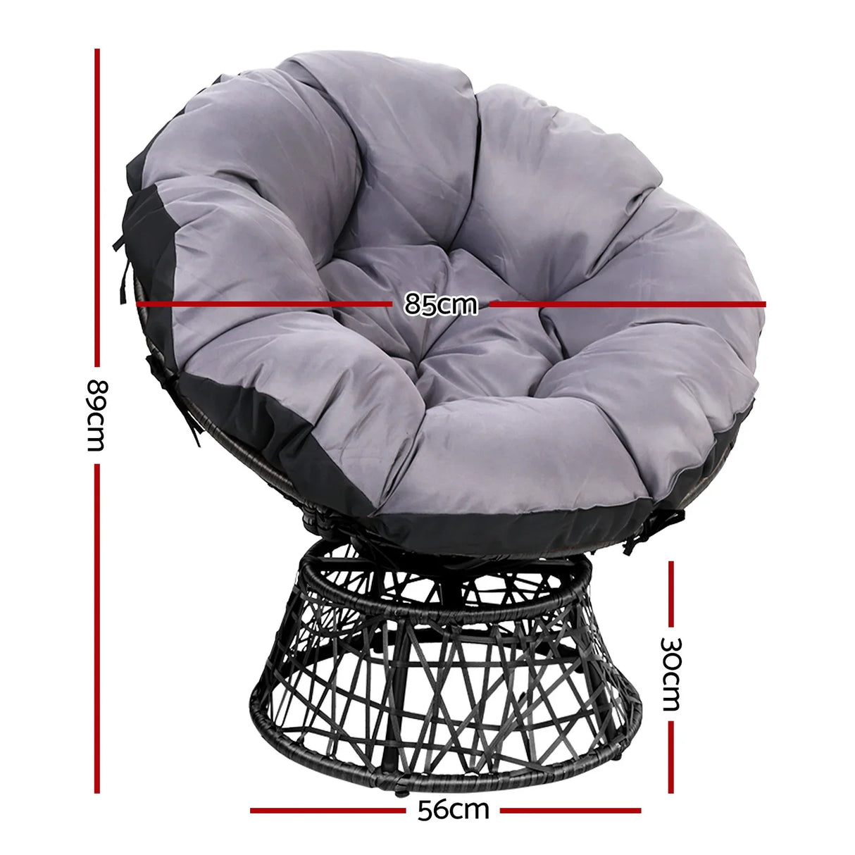 Gardeon Outdoor Chairs Outdoor Furniture Papasan Chair Wicker Patio Garden Black - Flea Market