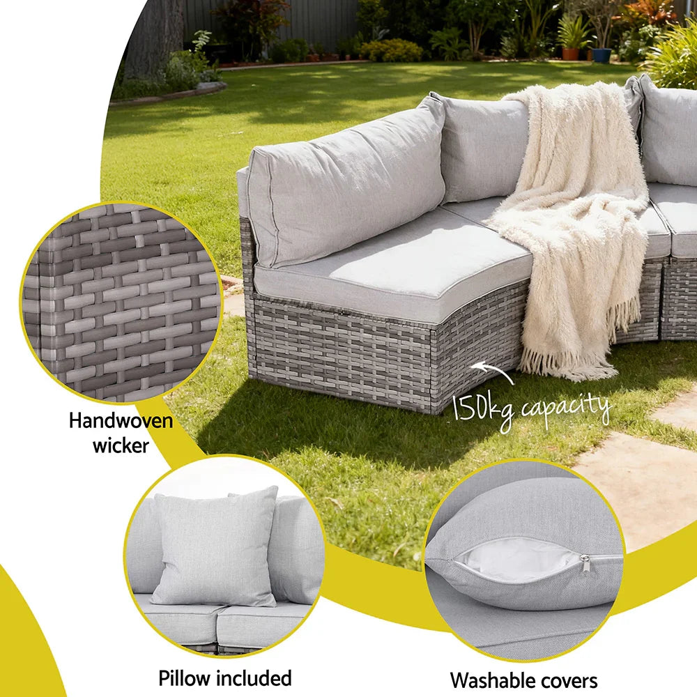 Gardeon 4 Seater Outdoor Sofa Set 7PCS Table Chair Set