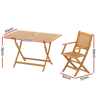 Gardeon Outdoor Dining Set 7 Piece Wooden Table Chairs Setting Foldable - Flea Market
