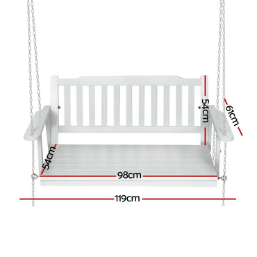 Gardeon Porch Swing Chair with Chain Garden Chair Outdoor Furniture Wooden White - Flea Market