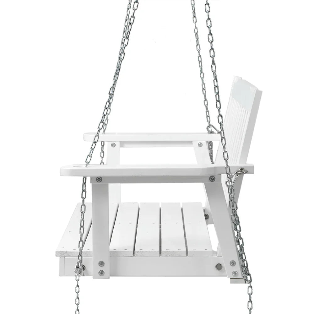 Gardeon Porch Swing Chair with Chain Garden Chair Outdoor Furniture Wooden White - Flea Market