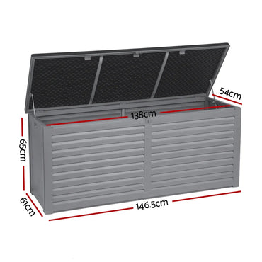 Outdoor Storage Box 490L Container Lockable Garden Bench Tools Toy Shed Black - Flea Market