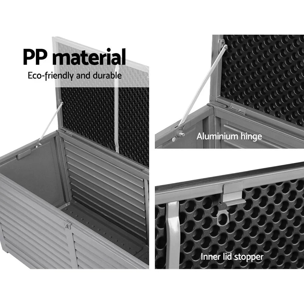 Outdoor Storage Box 490L Container Lockable Garden Bench Tools Toy Shed Black - Flea Market