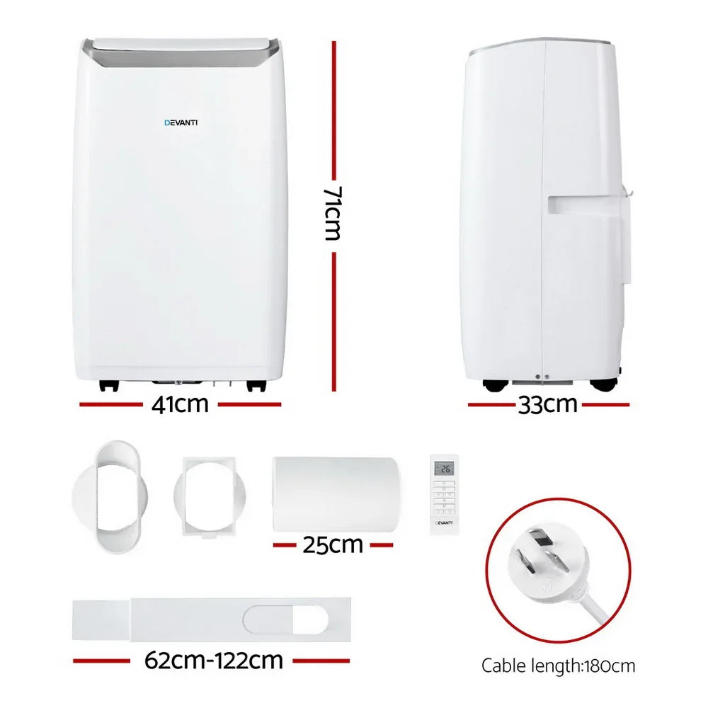 Devanti 14000BTU Portable Air Conditioner with Dehumidifier & Fan - White