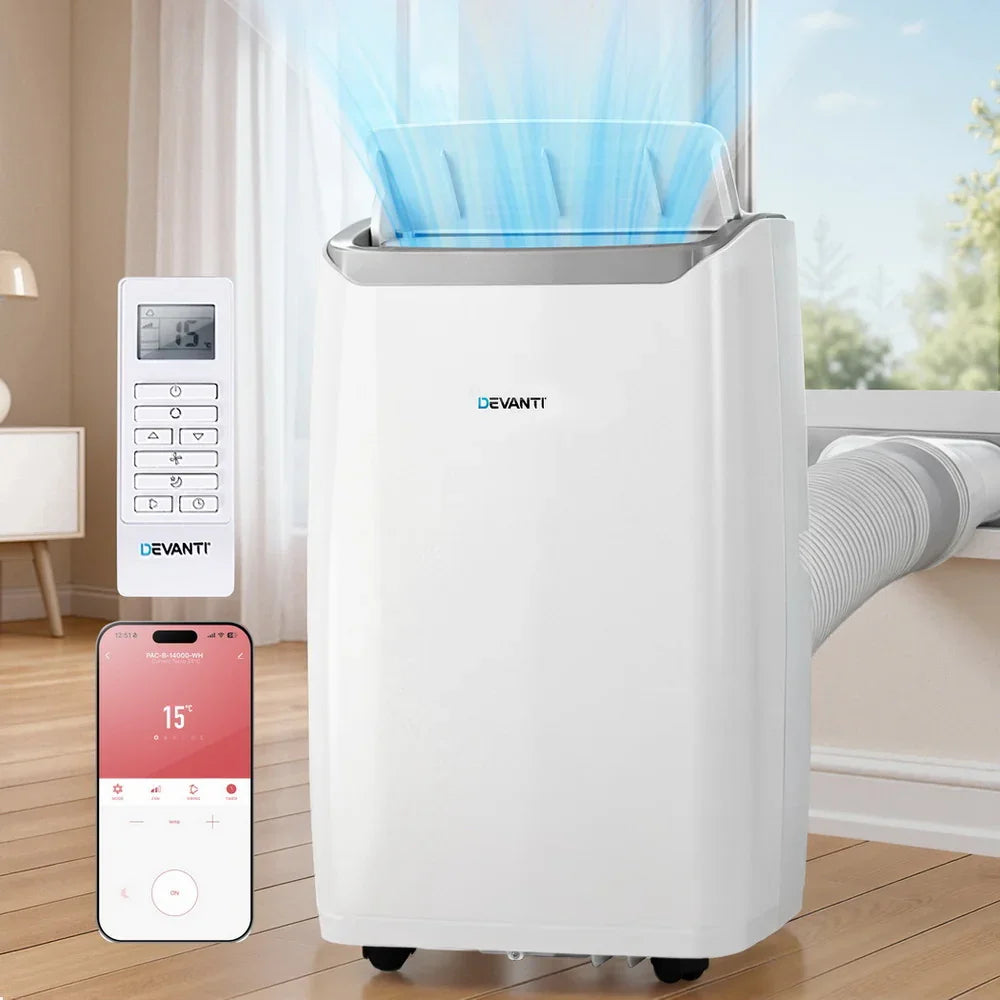 Devanti 14000BTU Portable Air Conditioner with Dehumidifier & Fan - White
