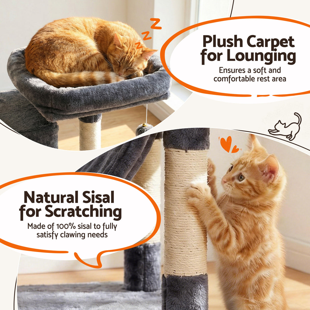 i.Pet Cat Tree Tower 206cm - Large Scratching Post Grey