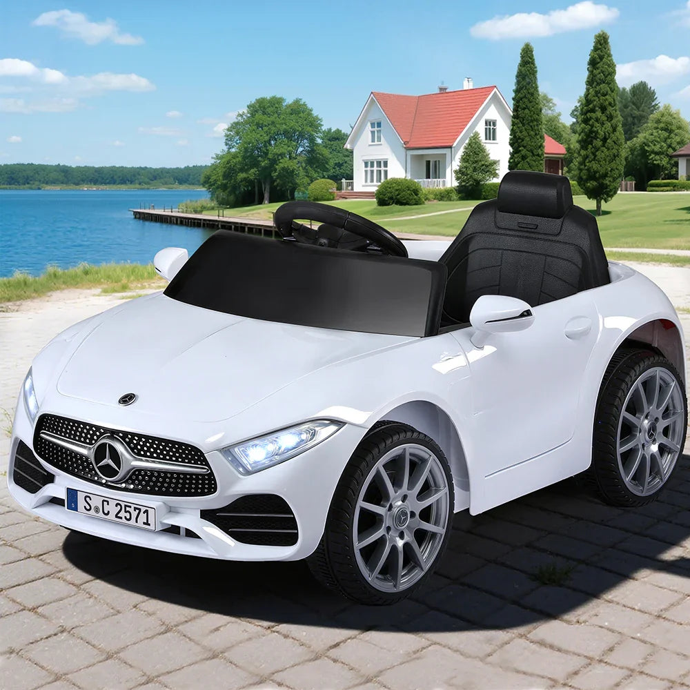 Licensed Kids Electric Ride On Car White - Outdoor Toy with Music & Remote Control
