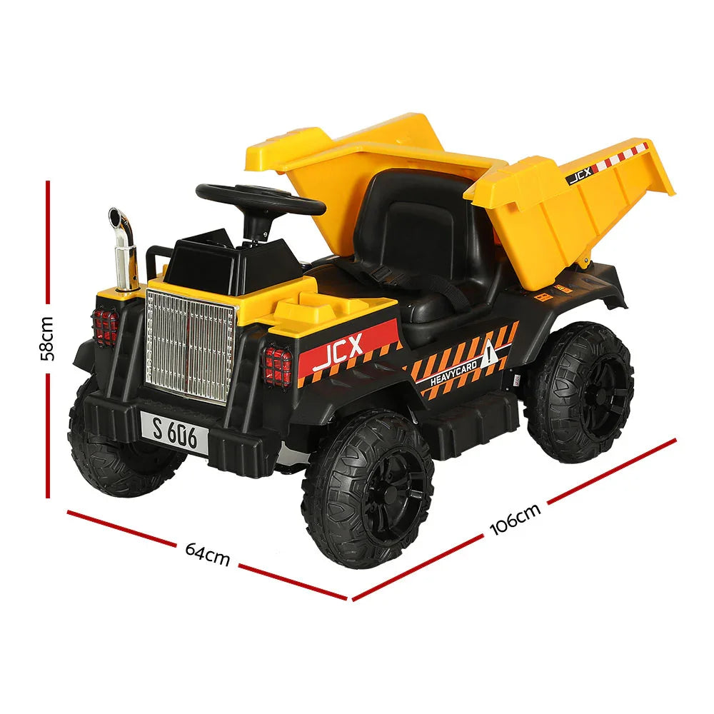 Rigo Kids Electric Ride On Dump Truck Yellow 12V - Construction Loader with Remote