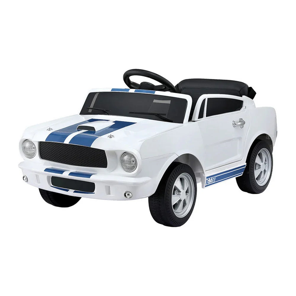 Licensed GT350 Kids Electric Ride On Car - White Sports Car with Music & Remote
