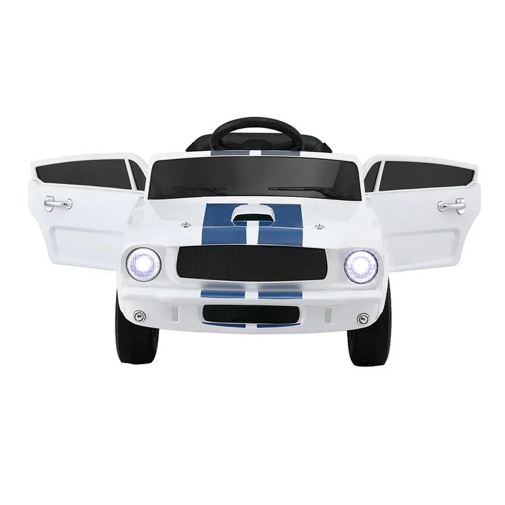Licensed GT350 Kids Electric Ride On Car - White Sports Car with Music & Remote