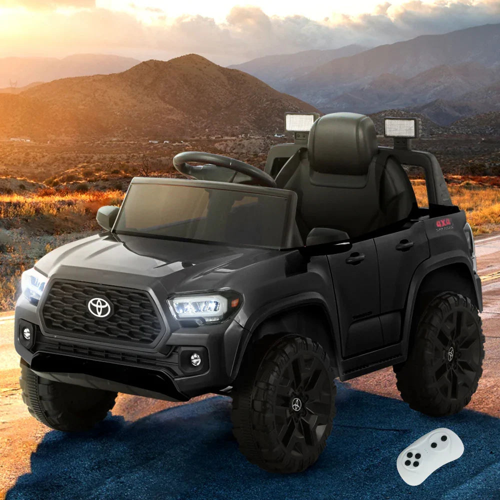 Licensed Toyota Tacoma Kids Electric Ride On Car - Black 12V Off-Road Truck with Remote