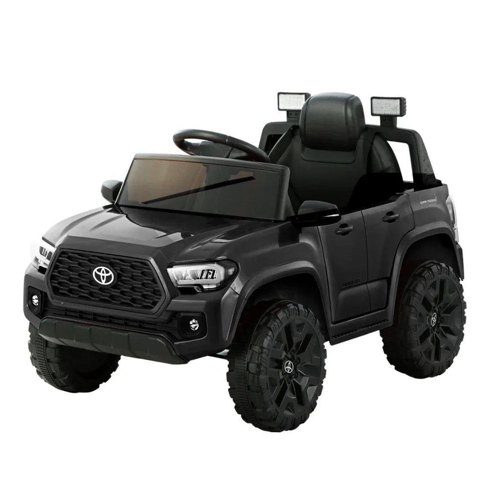 Licensed Toyota Tacoma Kids Electric Ride On Car - Black 12V Off-Road Truck with Remote