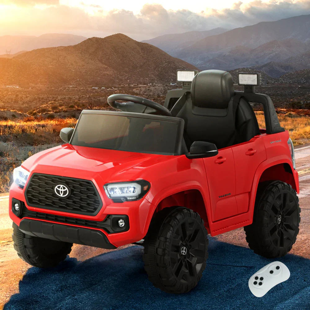 Licensed Toyota Tacoma Kids Electric Ride On Car - Red 12V Off-Road Truck with Remote
