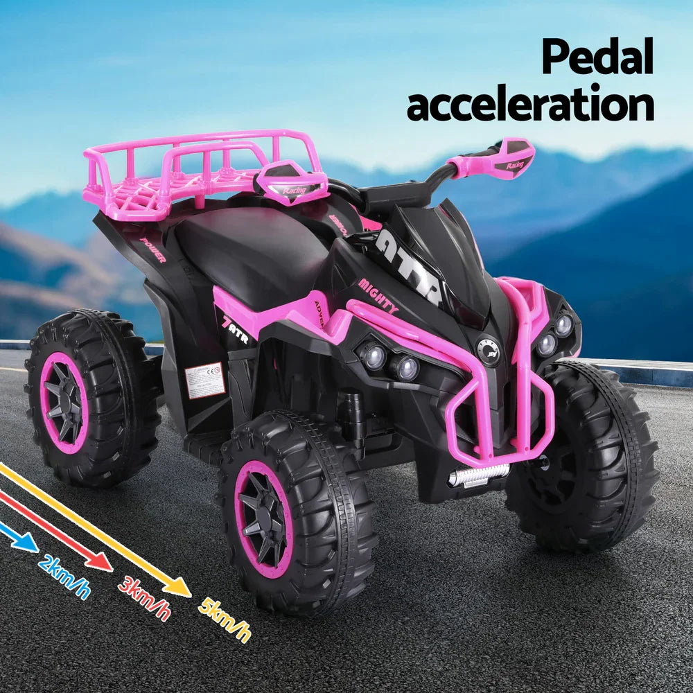 Rigo Kids Electric Ride On ATV Quad Pink 12V - Motorbike with Storage Rack