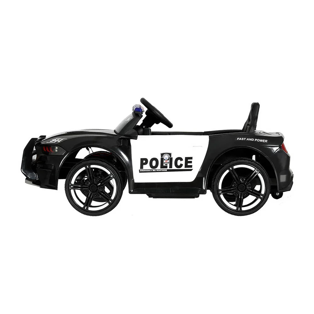 Rigo Kids Electric Ride On Police Car Black 12V - Patrol Vehicle with Remote Control