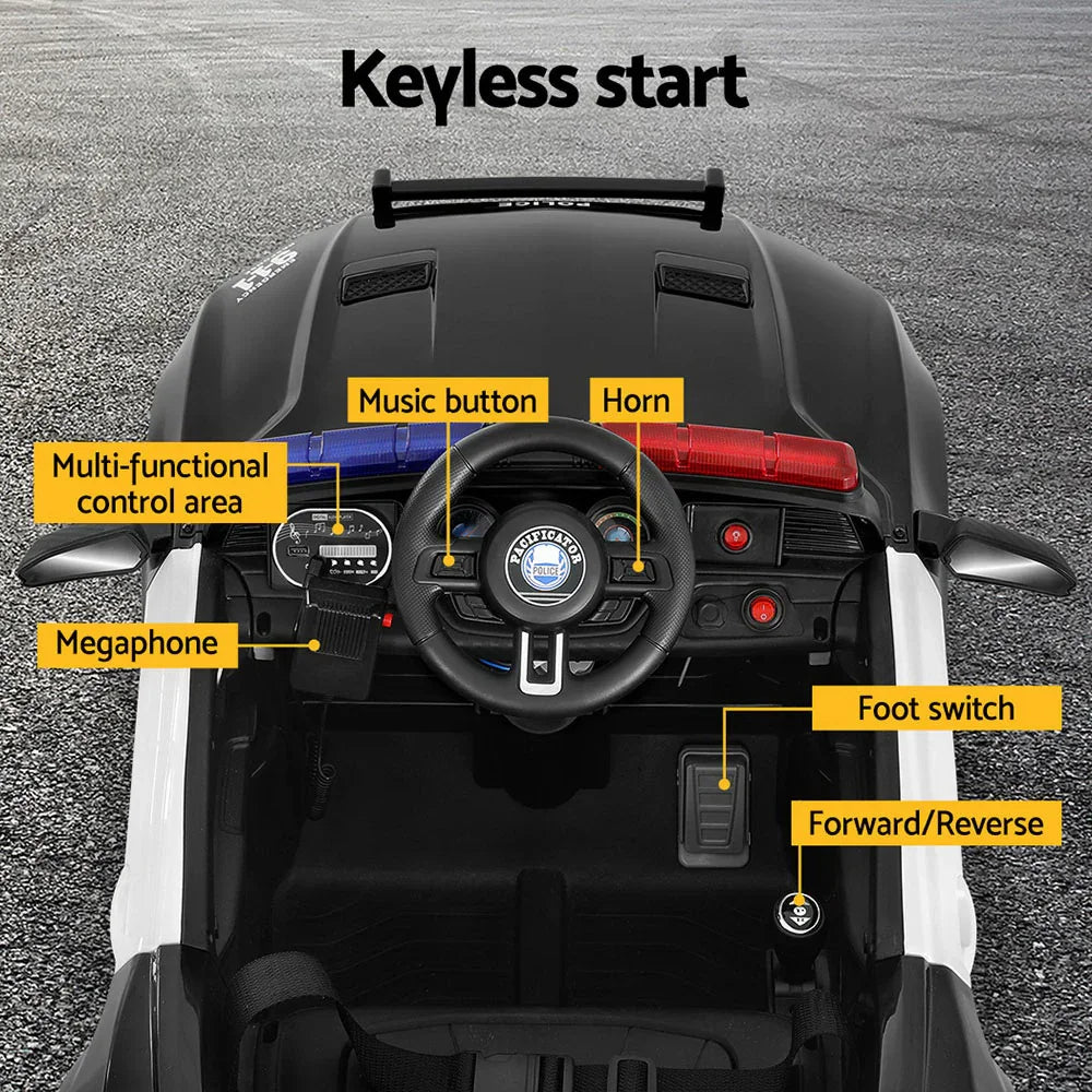 Rigo Kids Electric Ride On Police Car Black 12V - Patrol Vehicle with Remote Control