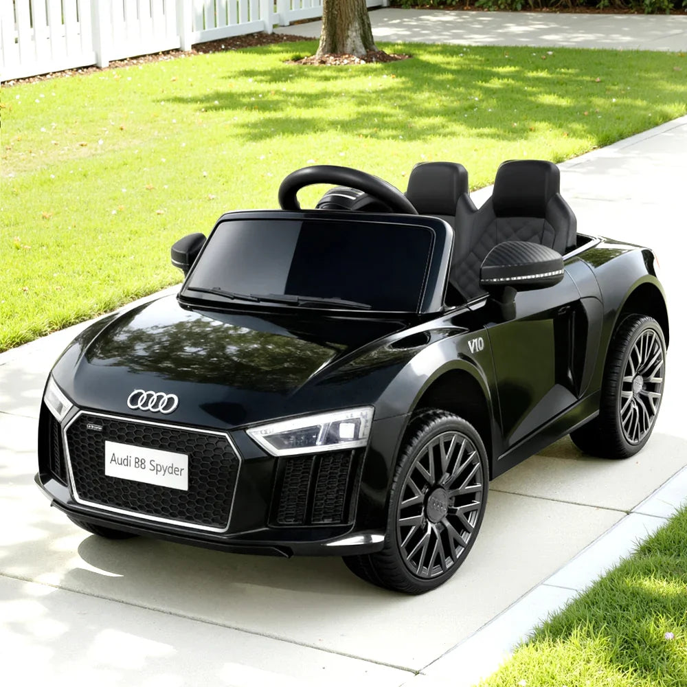 Licensed Audi R8 Kids Ride On Car - Black Electric Sports Toy Car with Remote