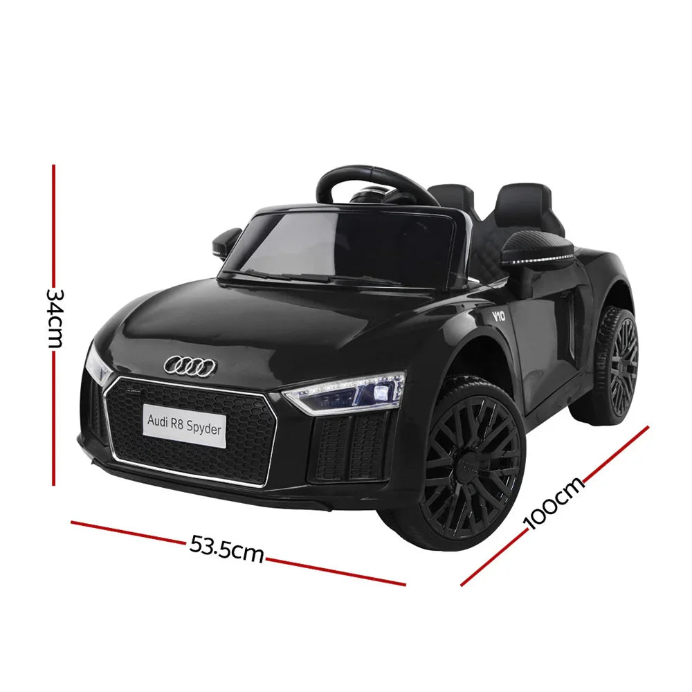 Licensed Audi R8 Kids Ride On Car - Black Electric Sports Toy Car with Remote