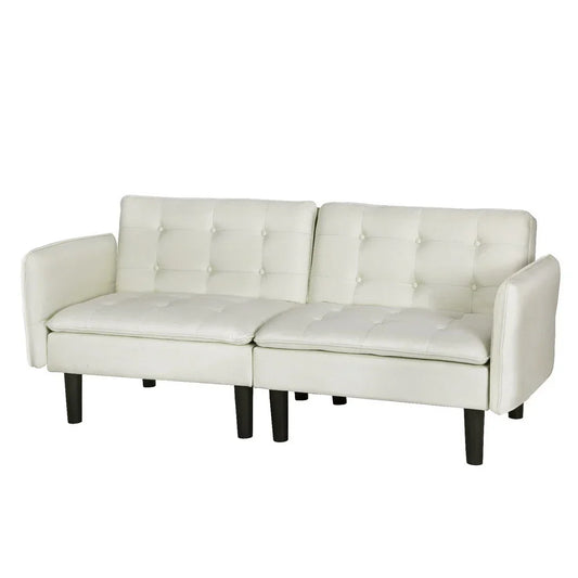 Artiss Sofa Bed 3 Seater Tufted Faux Linen Beige - Flea Market