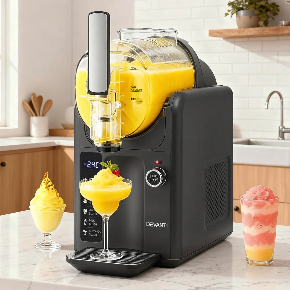 Devanti 5in1 Slushie Machine Ice Cream Maker 2L Grey