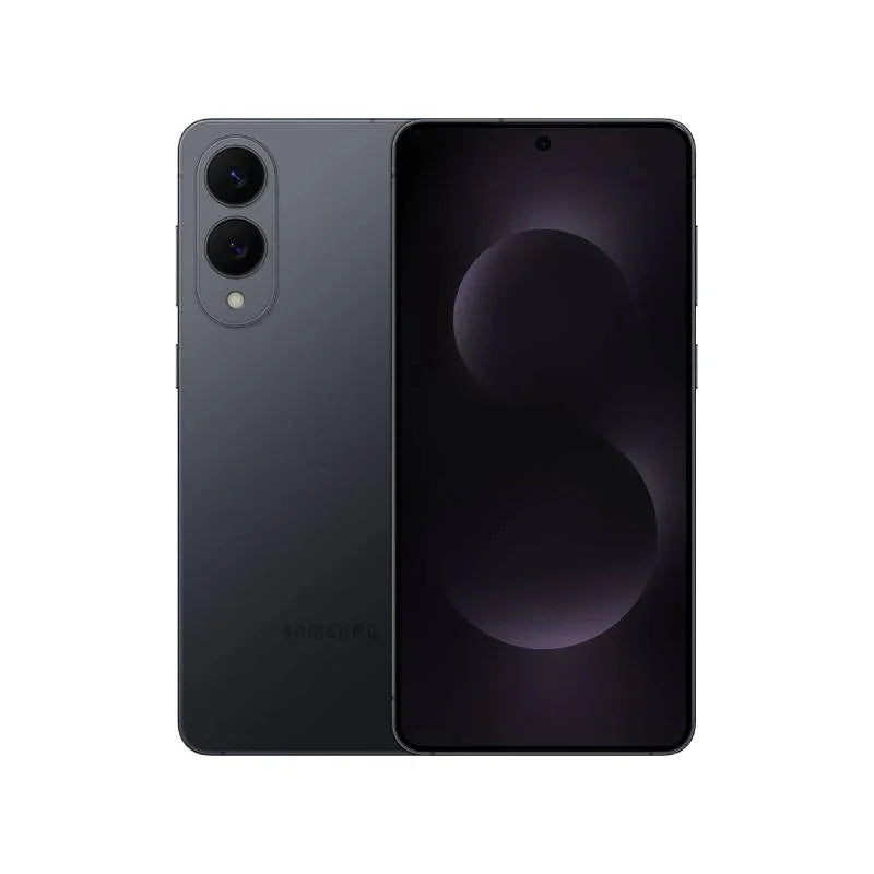 Samsung Galaxy S25 Edge Titanium Jet Black smartphone, dual rear cameras, sleek design