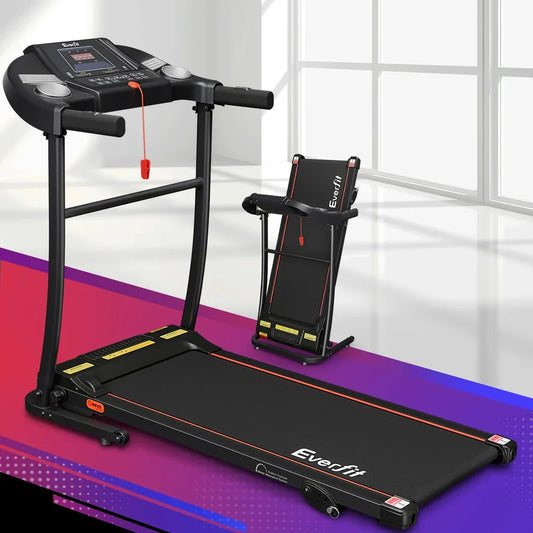 Everfit foldable electric treadmill with digital display in modern home gym setting