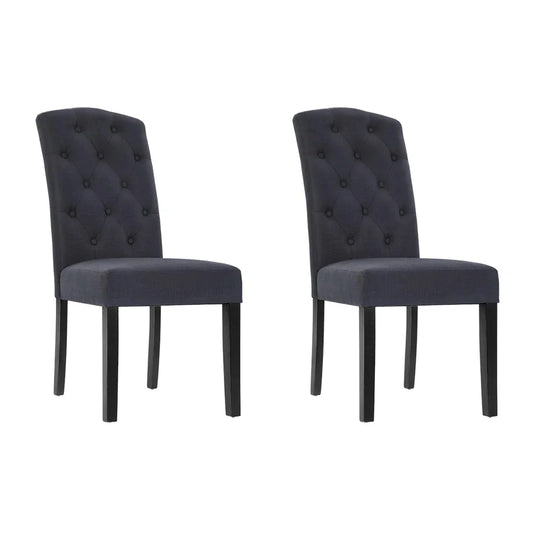 Dining Chairs Set of 2 Linen Parsons Chair Dark Grey - Flea Market