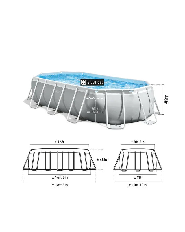 Intex 503x274x122cm Prism Frame Pool - 16ft Rectangular with Pump